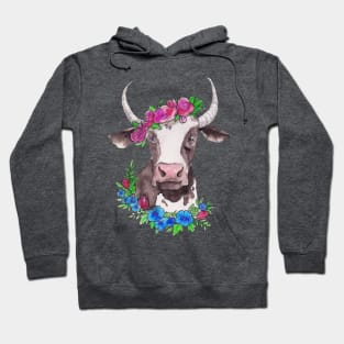 Spring flower Cow Hoodie